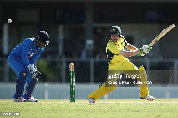 Cameron Bancroft of Australia A bats during the Cricket Australia via Getty Images Winter Series Final match between India A and Australia A at...