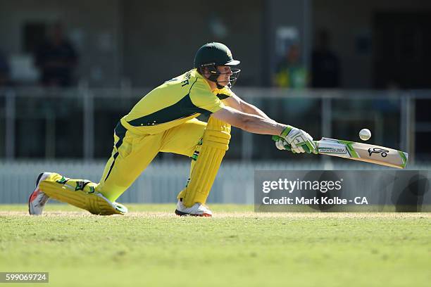 Cameron Bancroft of Australia A bats during the Cricket Australia via Getty Images Winter Series Final match between India A and Australia A at...