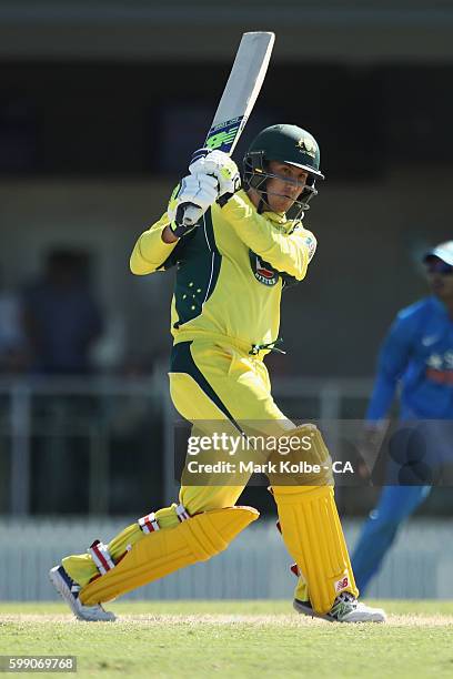 Nic Maddinson of Australia A bats during the Cricket Australia via Getty Images Winter Series Final match between India A and Australia A at Harrup...