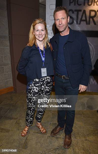 Actress Laura Linney and ator Aaron Eckhart attend a screening of "Sully" at the Telluride Film Festival 2016 on September 3, 2016 in Telluride,...