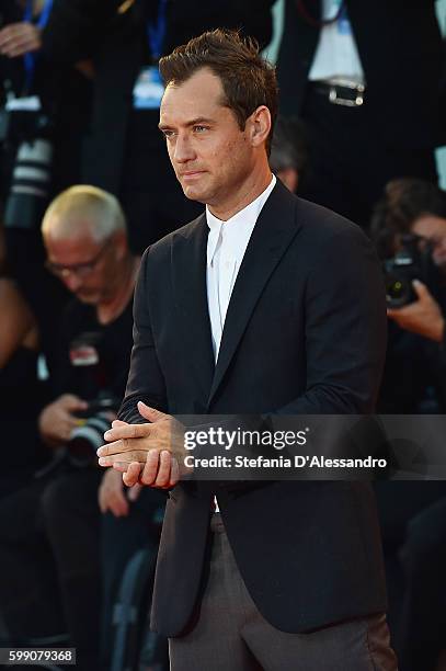 Jude Law attends the premiere of 'The Young Pope' during the 73rd Venice Film Festival at on September 3, 2016 in Venice, Italy.