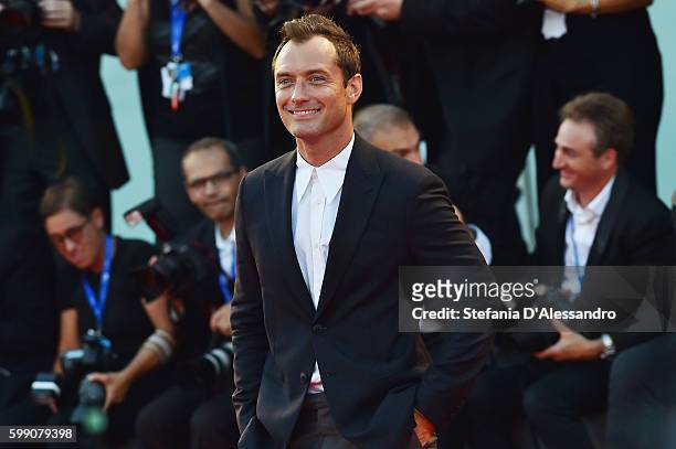 Jude Law attends the premiere of 'The Young Pope' during the 73rd Venice Film Festival at on September 3, 2016 in Venice, Italy.