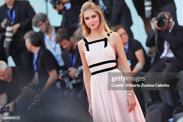 Chiara Ferragni attends the premiere of 'The Young Pope' during the 73rd Venice Film Festival at Palazzo del Casino on September 3, 2016 in Venice,...