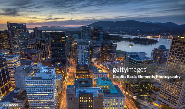 downtown vancouver sunset - vancouver skyline stock pictures, royalty-free photos & images