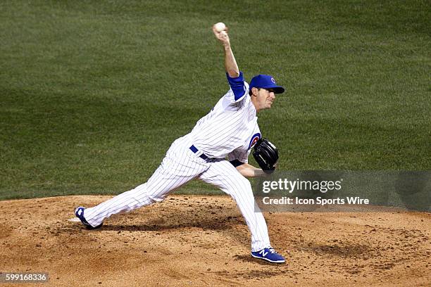 Chicago Cubs starting pitcher Kyle Hendricks in game 3 action of the National League Championship Series between the New York Mets and the Chicago...