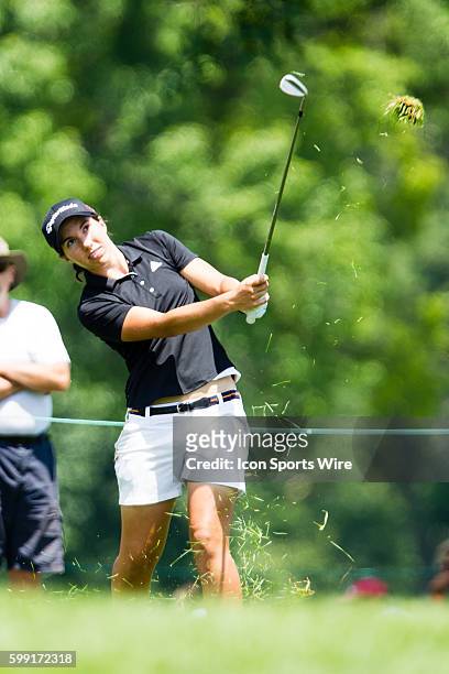 Carlota Ciganda hits out of the rough during the second round of the 2015 U.S. Women's Open at Lancaster Country Club in Lancaster, PA.