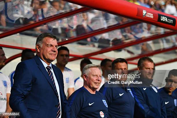 Sam Allardyce manager of England, Sammy Lee assistant manager of England, Craig Shakespeare coach of England and Martyn Margetson goalkeeping coach...