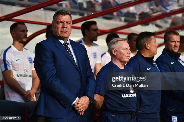 Sam Allardyce manager of England, Sammy Lee assistant manager of England, Craig Shakespeare coach of England and Martyn Margetson goalkeeping coach...