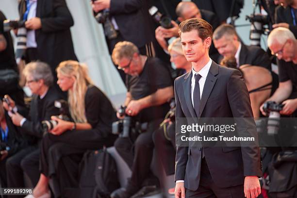 Andrew Garfield attends the premiere of 'Hacksaw Ridge' during the 73rd Venice Film Festival at Sala Grande on September 4, 2016 in Venice, Italy.