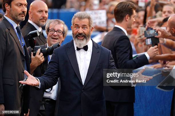 Director Mel Gibson attends the premiere of 'Hacksaw Ridge' during the 73rd Venice Film Festival at Sala Grande on September 4, 2016 in Venice, Italy.