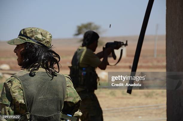 Members of Free Syrian Army attack to the Daesh positions at Cobanbey town of Al-Bab District near Jarabulus District during the "Operation Euphrates...