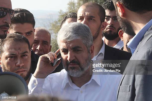 Khaled Mashal, the leader of the Islamic Palestinian organization HAMAS, grieves for his mother during her funeral on September 4 in Amman, Jordan....