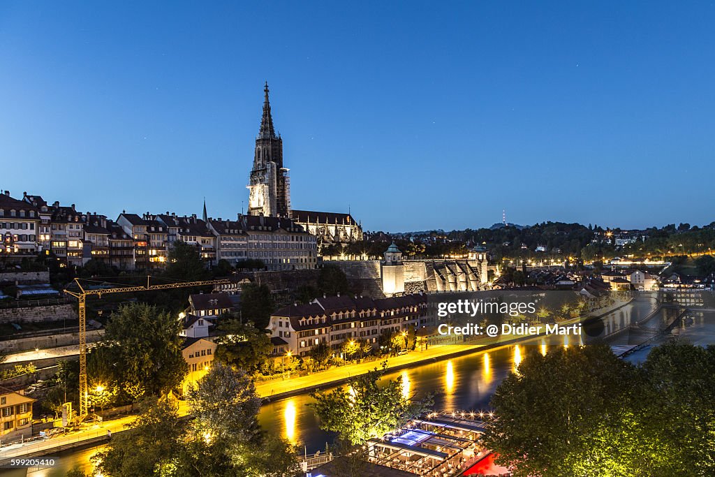 A night view of Berne old town in Switzerland capital city.