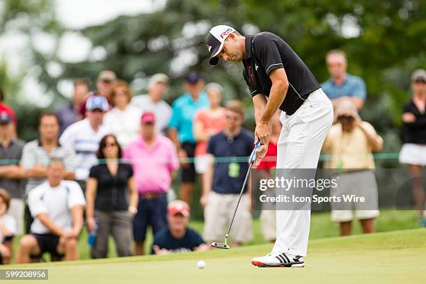 Sergio Garcia putting during the third round of the Travelers Championship at TPC River Highlands in Cromwell, CT.