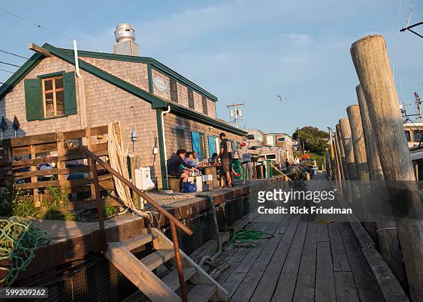 Menemsha Harbor in the Town of Chilmark on Martha's Vineyard, MA on August 15, 2013. Menemsha is a fishing village best known for being the...