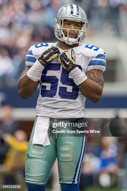 Dallas Cowboys linebacker Anthony Hitchens during a football game between the Dallas Cowboys and Arizona Cardinals at AT&T Stadium in Arlington, TX.