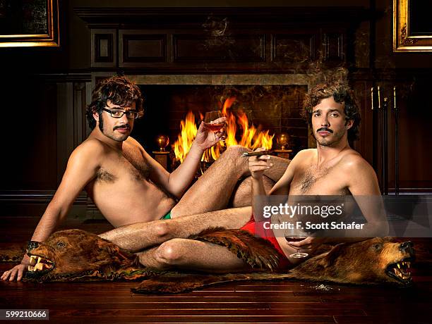 Bret McKenzie and Jemaine Clement of Flight of the Conchords are photographed for Maxim Magazine in 2008. PUBLISHED IMAGE.