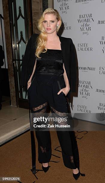 Lara Stone arriving at the Harper's Bazaar Women of the Year Awards at Claridges in London.