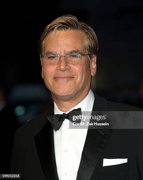 Aaron Sorkin arriving at the gala screening of Steve Jobs on the closing night of the BFI London Film Festival