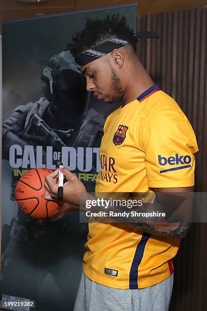 Player D'Angelo Russell attends The Ultimate Fan Experience, Call Of Duty XP 2016, presented by Activision, at The Forum on September 3, 2016 in...