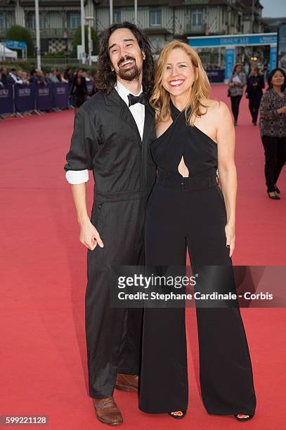 Director Jason Lew and producer Laura Rister attend the "Where To Invade Next" Premiere during the 42nd Deauville American Film Festival, on...