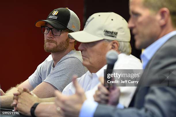 Dale Earnhardt Jr. , Rick Hendrick, owner of Hendrick Motorsports, and Dr. Micky Collins of the University of Pittsburgh Medical Center Sports...