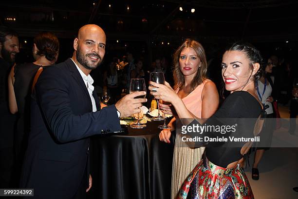 Marco D'Amore, Daniela Maiorana and Roberta Pitrone attend the Kineo Diamanti Award Ceremony during the 73rd Venice Film Festival on September 4,...