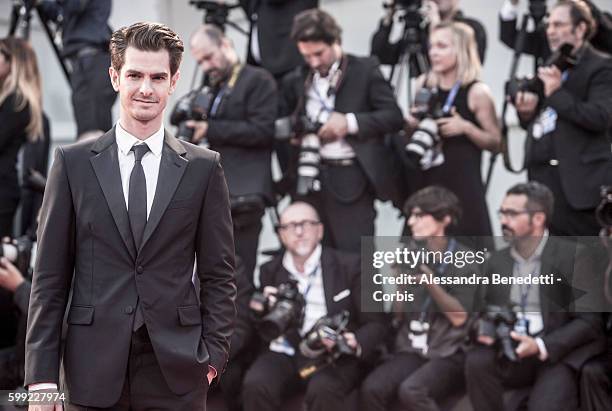 Andrew Garfield attends a premiere for 'Hacksaw Ridge' during the 73rd Venice Film Festival at on September 4, 2016 in Venice, Italy.