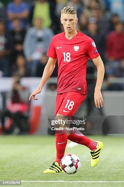 Bartosz Salamon , during the World Cup 2018 football qualification match between Kazakhstan and Poland in Astana, Kazakistan on September 4, 2016.