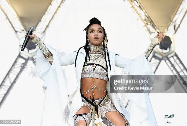 Singer FKA Twigs performs onstage during the 2016 Budweiser Made in America Festival at Benjamin Franklin Parkway on September 4, 2016 in...