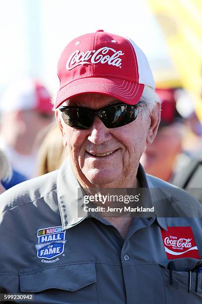 Hall of Famer Bobby Alllison participates in pre-race festivities for the NASCAR Sprint Cup Series Bojangles' Southern 500 at Darlington Raceway on...