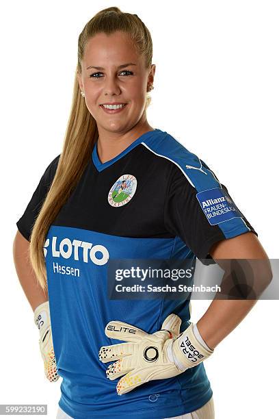 Cara Boesl of 1. FFC Frankfurt poses during the Allianz Women's Bundesliga Club Tour on September 2, 2016 in Frankfurt, Germany.