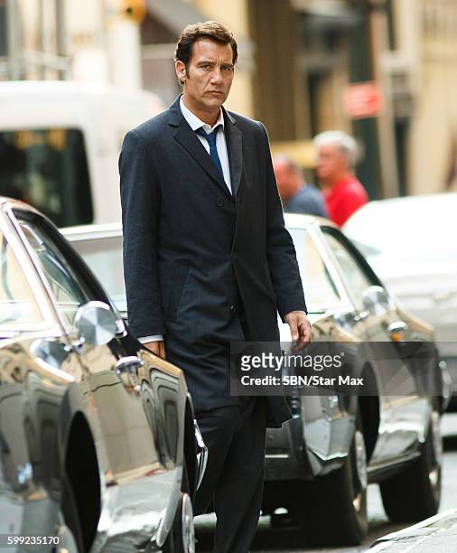 Actor Clive Owen is seen on September 4, 2016 on the set of "Anon" in New York City.