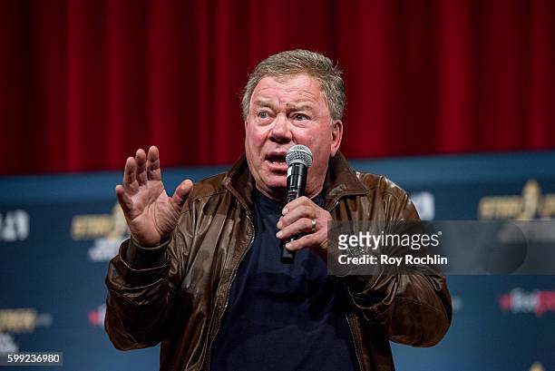 Actor William Shatner on the main stage during "Star Trek: Mission New York" day 3 at Javits Center on September 4, 2016 in New York City.