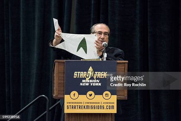 Flag that was on Leonard Nimoy's boat auctiond off during "Star Trek: Mission New York" day 3 at Javits Center on September 4, 2016 in New York City.