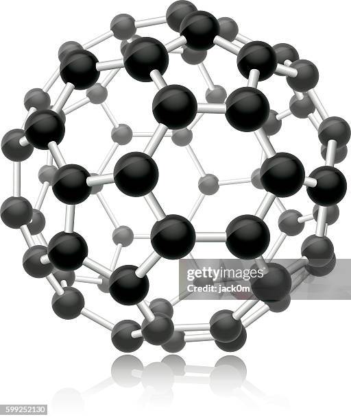 ilustrações de stock, clip art, desenhos animados e ícones de fullerene molecule, buckyball c60 - molecule carbon