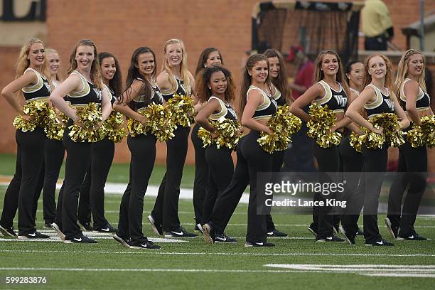 Cheerleaders of the Wake Forest Demon Deacons perform during the game against the Tulane Green Wave at BB&T Field on September 1, 2016 in...