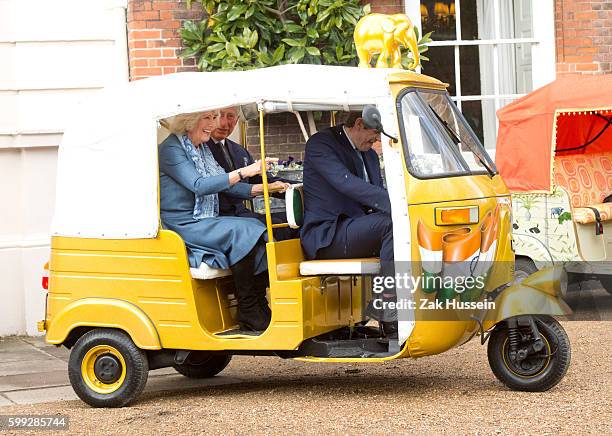 Prince Charles, Prince of Wales and Camilla, Duchess of Cornwall launch the 'Travels To My Elephant' Rickshaw Race at Clarence House in London.