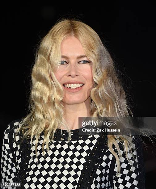 Claudia Schiffer arriving at the European premiere of Eddie the Eagle at the Odeon Leicester Square in London