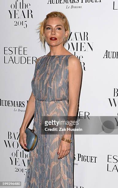 Sienna Miller arriving at the Harper's Bazaar Women of the Year Awards at Claridges in London.