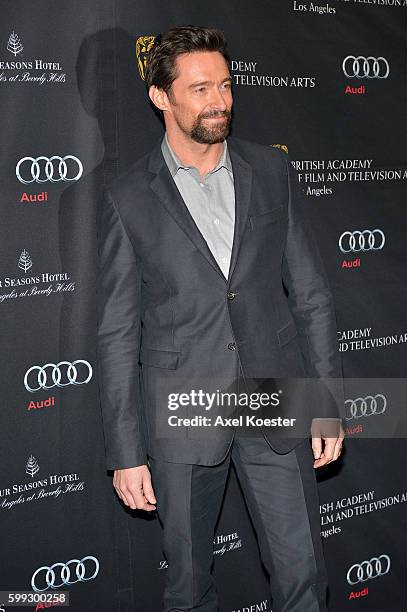 Hugh Jackman arrives at the British Academy of Film and Television Arts Los Angeles Annual Awards Season Tea Party held at The Four Seasons Hotel in...