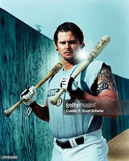 Baseball player Jason Giambi is photographed for ESPN - The Magazine in 2001 in Los Angeles, California. COVER IMAGE.