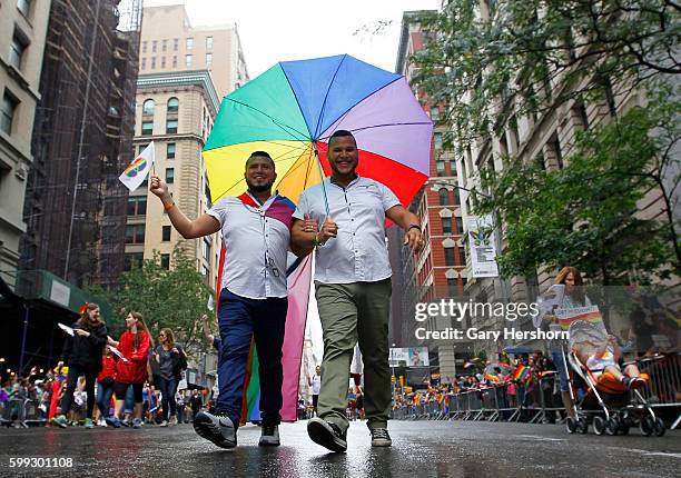 Participants march in the annual Gay Pride Parade in New York, June 28, 2015.