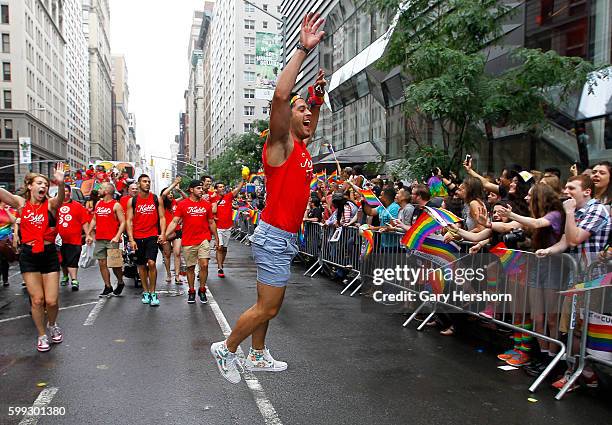 Participants march in the annual Gay Pride Parade in New York, June 28, 2015.