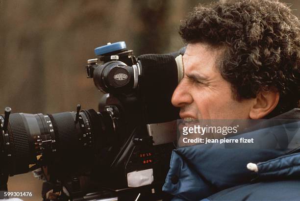 French director, screenwriter and producer Claude Lelouch on the set of his movie Un Homme et une Femme, 20 ans déjà.