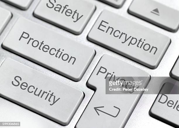 encryption button on keyboard - confidential mot anglais photos et images de collection
