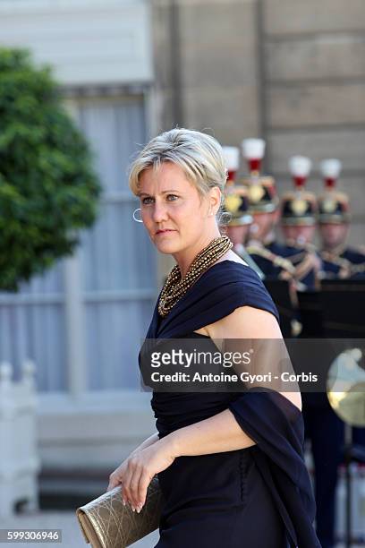 French Secretary of State for Family Nadine Morano arrives at the Elysee Palace for a state dinner with Qatar's Emir Sheik Hamad Bin Khalifa Al-Thani...