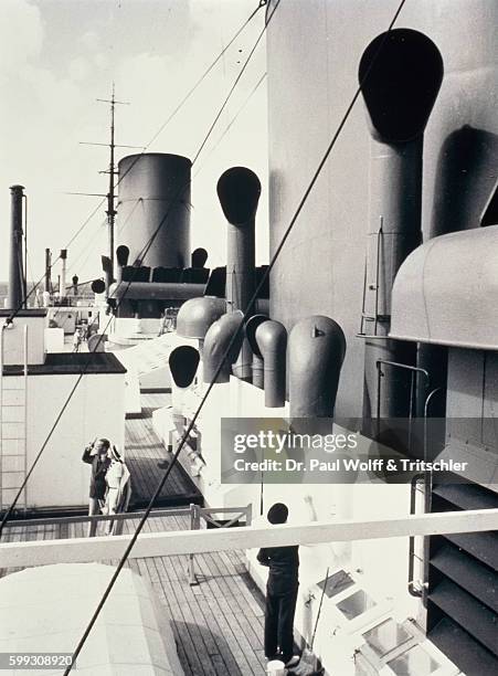 Deck constructions of an ocean steam ship in the thirties