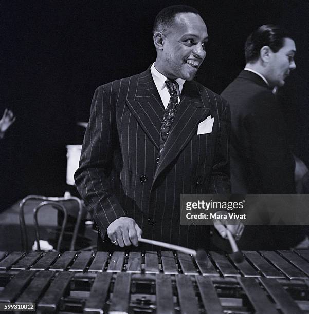Lionel Hampton plays the vibraphone in New York City, New York, USA.