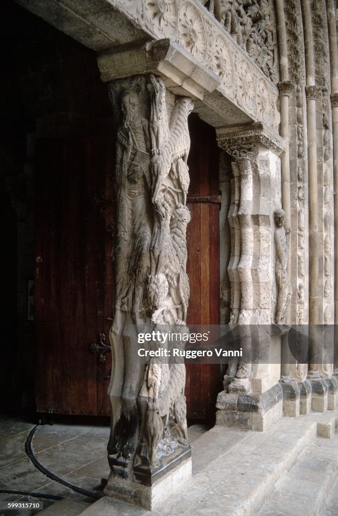 Detail of the Trumeau from the South Portal of Saint Pierre Abbey in Moissac Seen from the Left.